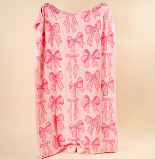 PREORDER!! Cozy Dreams Luxe Blanket-Blushing Bows Pink
