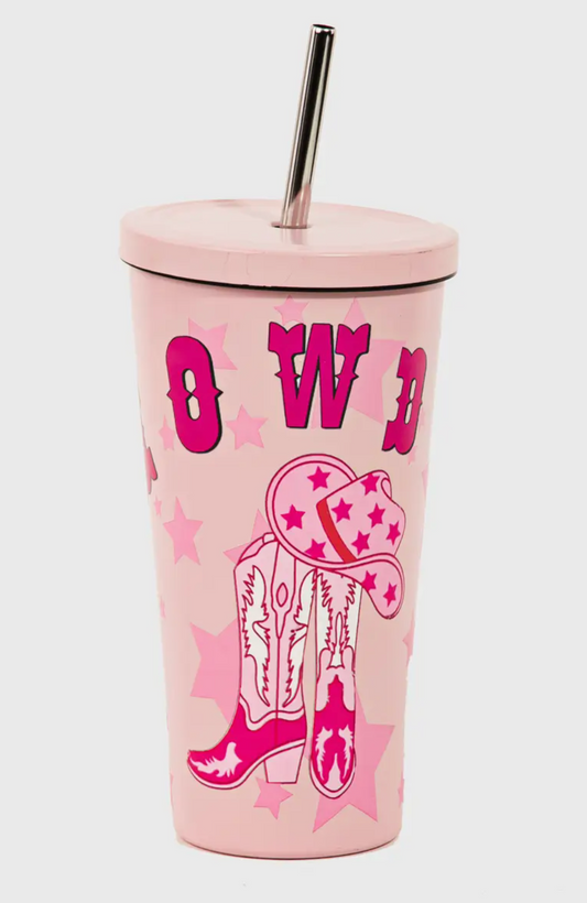 Stainless Steel Pink Howdy Cowgirl Tumbler