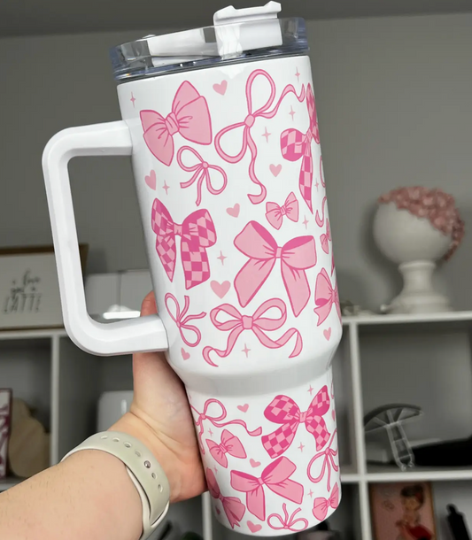 PREORDER: Coquette Bow 40oz Tumbler Pink
