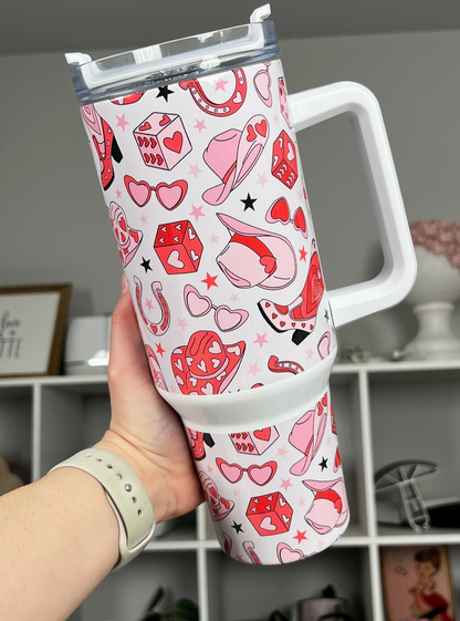 PREORDER! Retro Valentine 40oz Tumbler Quencher Pink