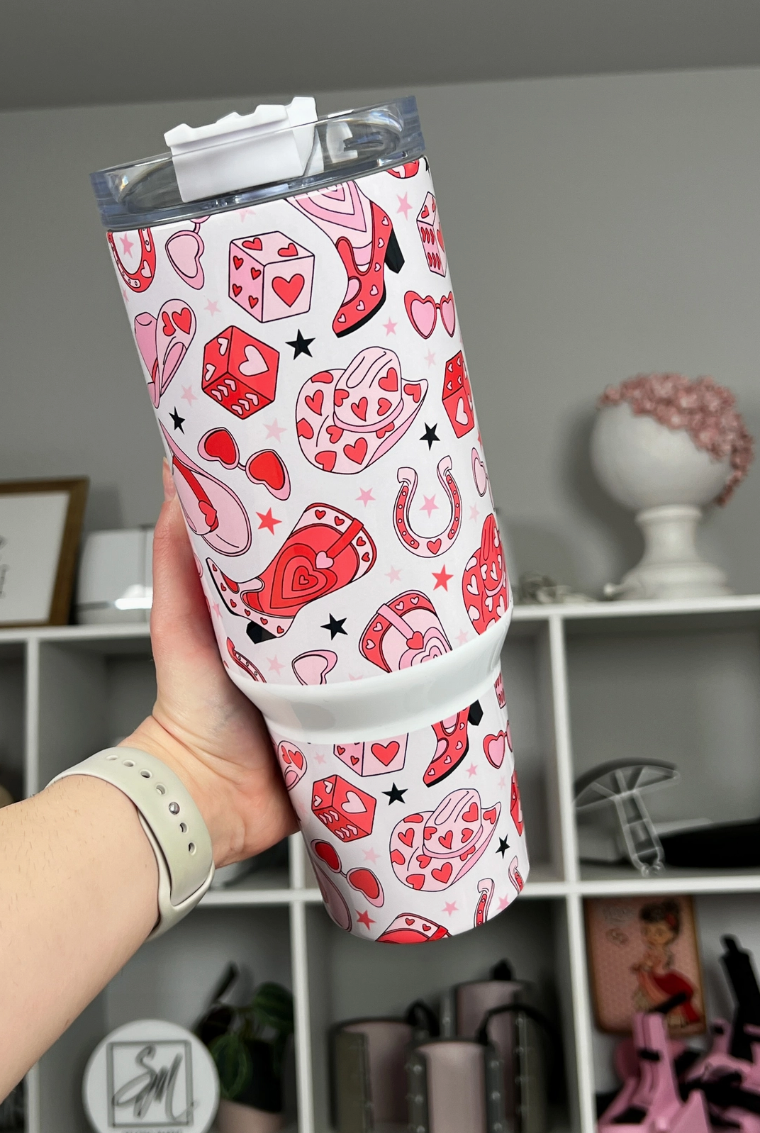 PREORDER! Retro Valentine 40oz Tumbler Quencher Pink